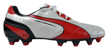 Puma King FG white/high risk red/black